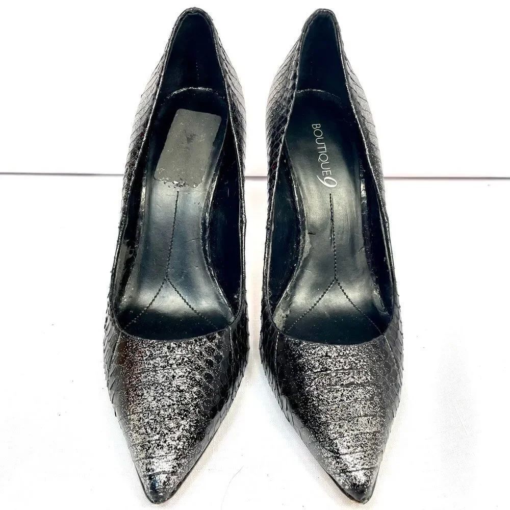 SHIMMERING SILVER 5” HEELS by BOUTIQUE 9 SIZE 10M